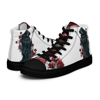 Grim Reaper Floral Women’s High Top Canvas Shoes