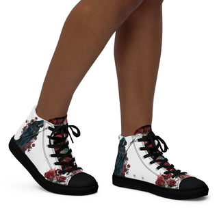 Grim Reaper Floral Women’s High Top Canvas Shoes