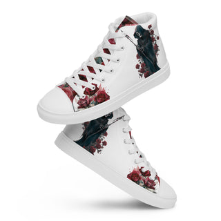 Grim Reaper Floral Women’s High Top Canvas Shoes