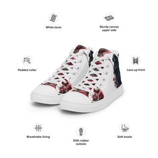 Grim Reaper Floral Women’s High Top Canvas Shoes