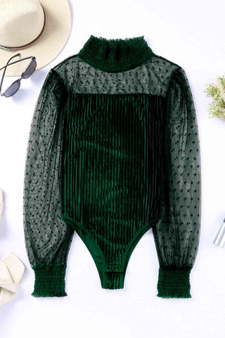 Mesh Lace Long Sleeve Bodysuit