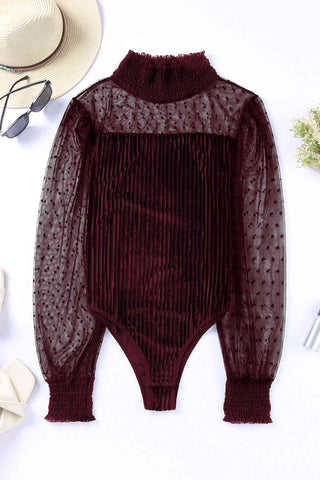 Mesh Lace Long Sleeve Bodysuit