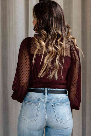 Mesh Lace Long Sleeve Bodysuit
