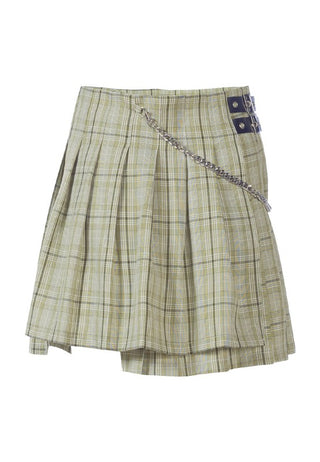 Slate Plaid Chain Detail Mini Skirt