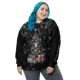 scary creepy christmas tree goth sweatshirt on female model